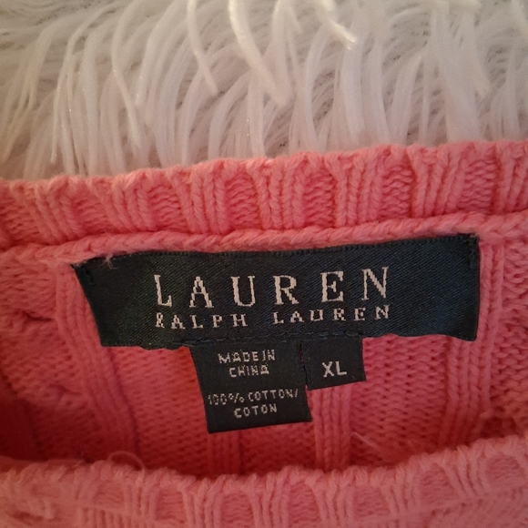 Ralph Lauren Pink Cable Knit Sweater Women's XL - Picture 3 of 4